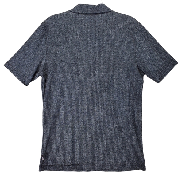 Vtg YMLA Polo Shirt Mens L Dark Gray Heathered Ribbed Short Sleeve USA Made 90s - Picture 3 of 11